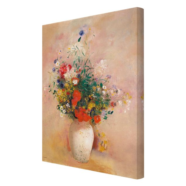 Canvas print - Odilon Redon - Vase With Flowers (Rose-Colored Background)
