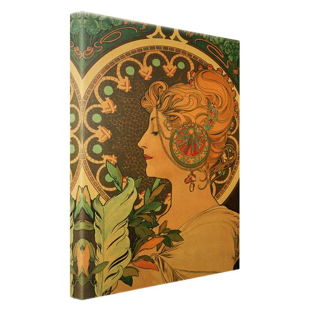 Canvas print gold - Alfons Mucha - The Feather
