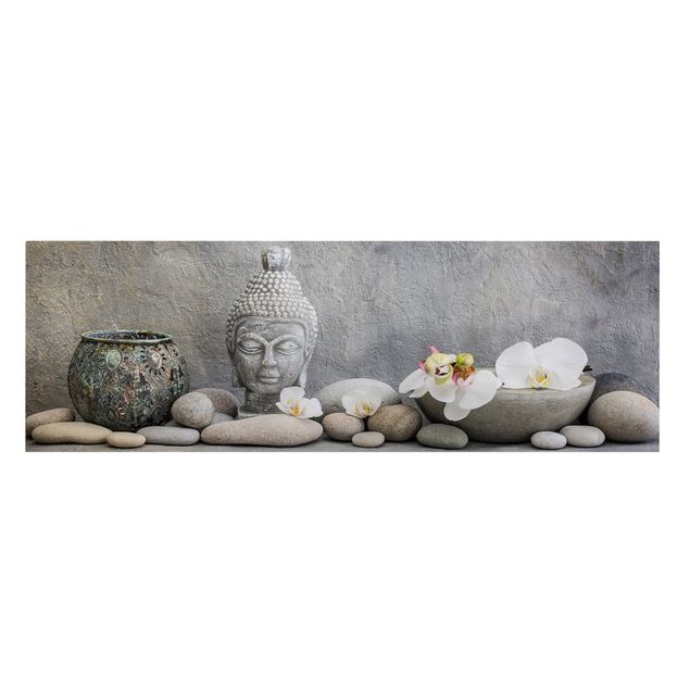 Print on canvas - Zen Buddha With White Orchids