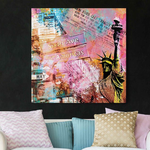 Print on canvas - Sixth Avenue New York Collage