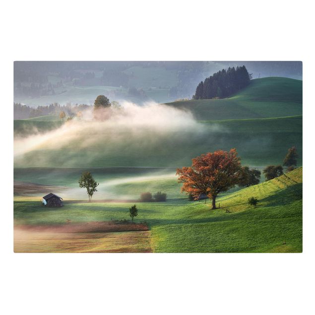 Print on canvas - Misty Autumn Day Switzerland