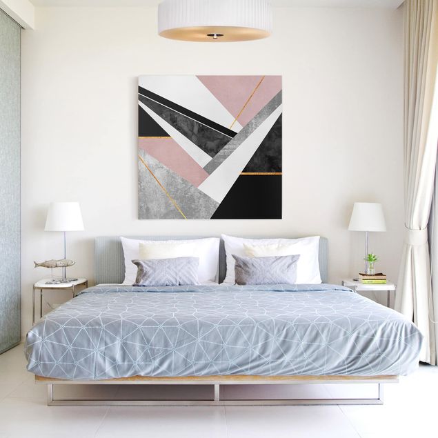 Canvas print - Black And White Geometry With Gold
