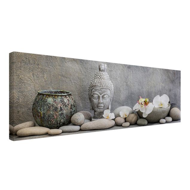 Print on canvas - Zen Buddha With White Orchids