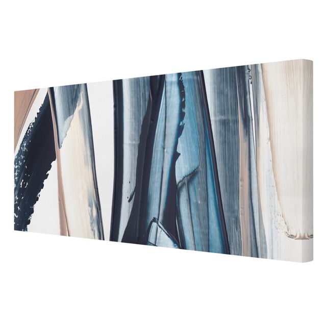Print on canvas - Blue And Beige Stripes