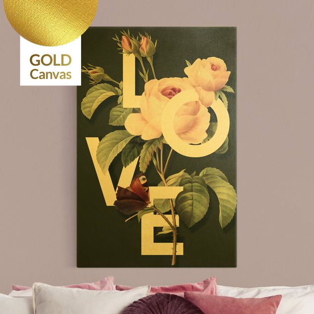 Canvas print gold - Florale Typography - Love