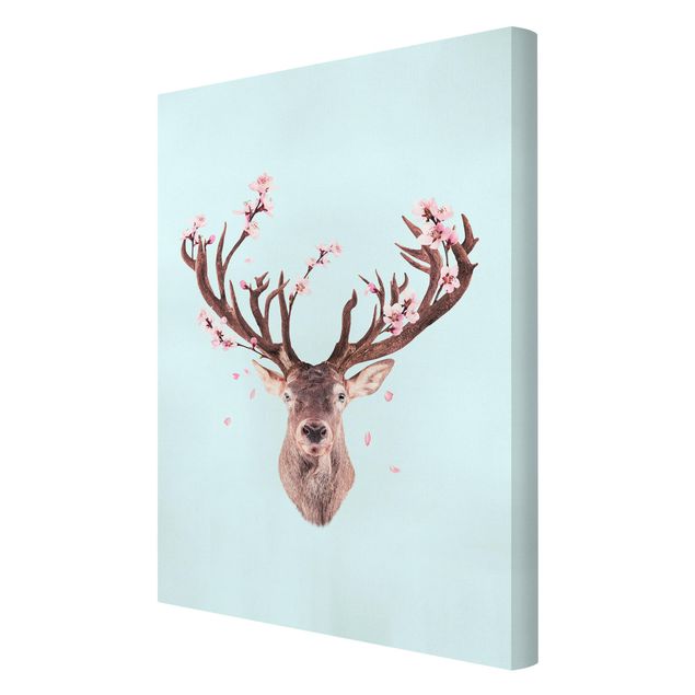 Canvas print - Deer With Cherry Blossoms