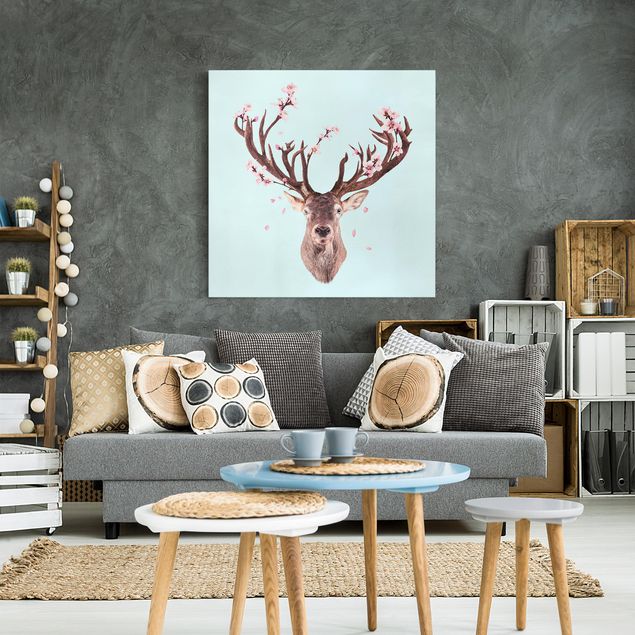 Canvas print - Deer With Cherry Blossoms