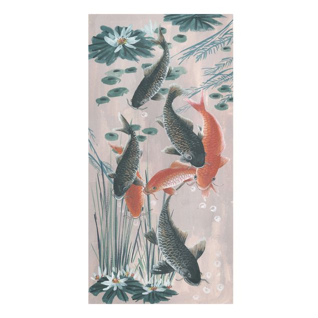Print on canvas - Asian Painting Koi In Pond II