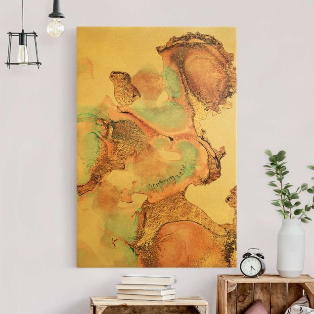 Canvas print gold - Golden Watercolour Rosé