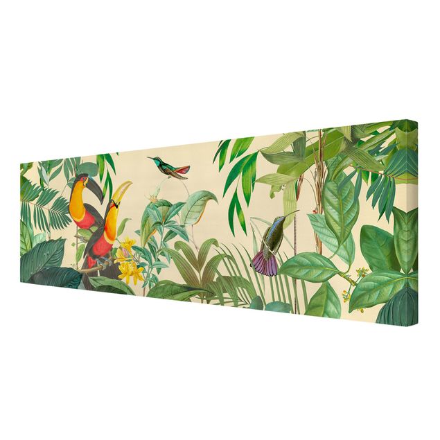 Print on canvas - Vintage Collage - Birds In The Jungle
