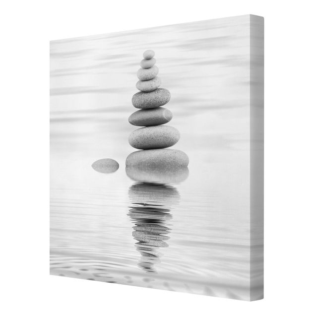Print on canvas - Stone Tower In Water Black And White