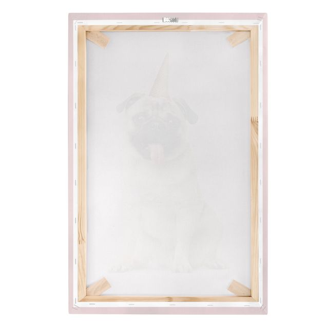 Print on canvas - Mops With Ice Cream Cone