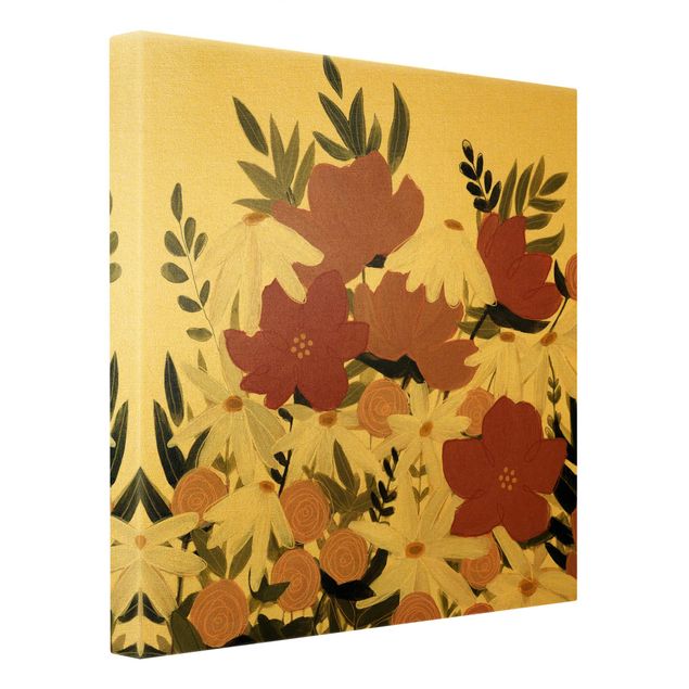 Canvas print gold - Varying Flowers In Pink And White I