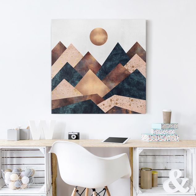 Canvas print - Geometric Mountains Bronze