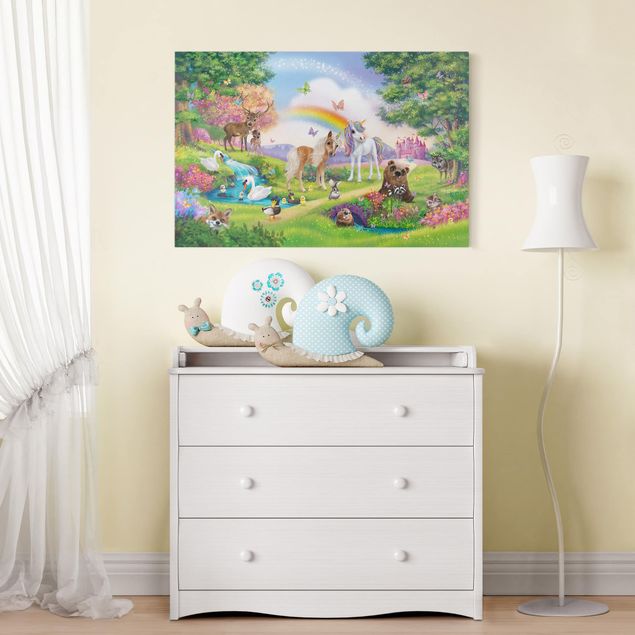 Print on canvas - Enchanted Forest With Unicorn