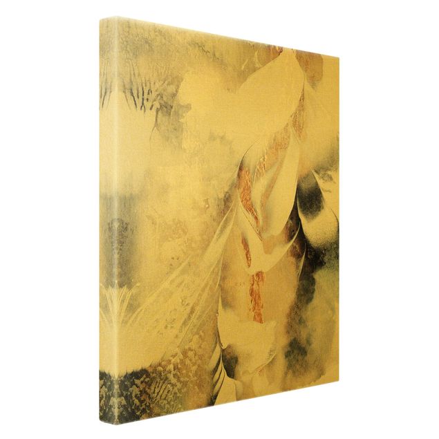 Canvas print gold - Golden Abstract Winter Painting