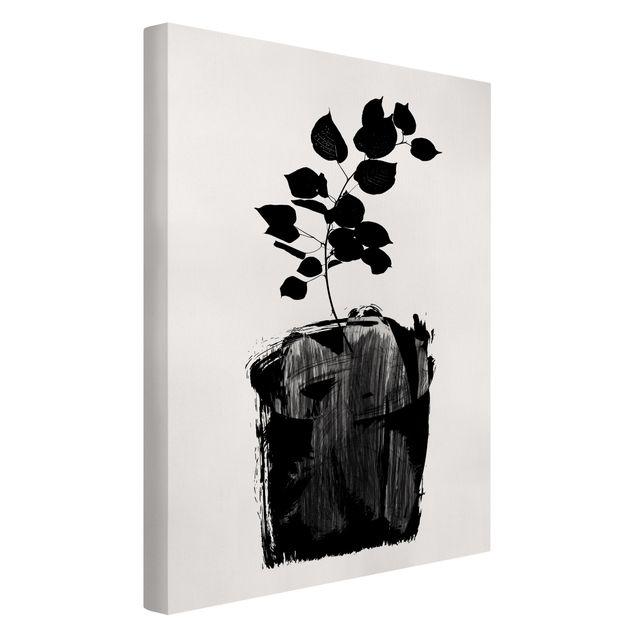Print on canvas - Graphical Plant World - Black Leaves