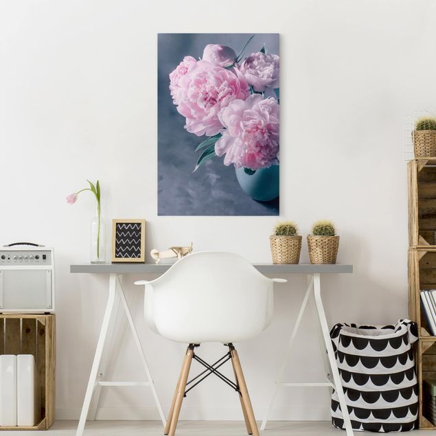 Canvas print - Vase With Light Pink Peony Shabby