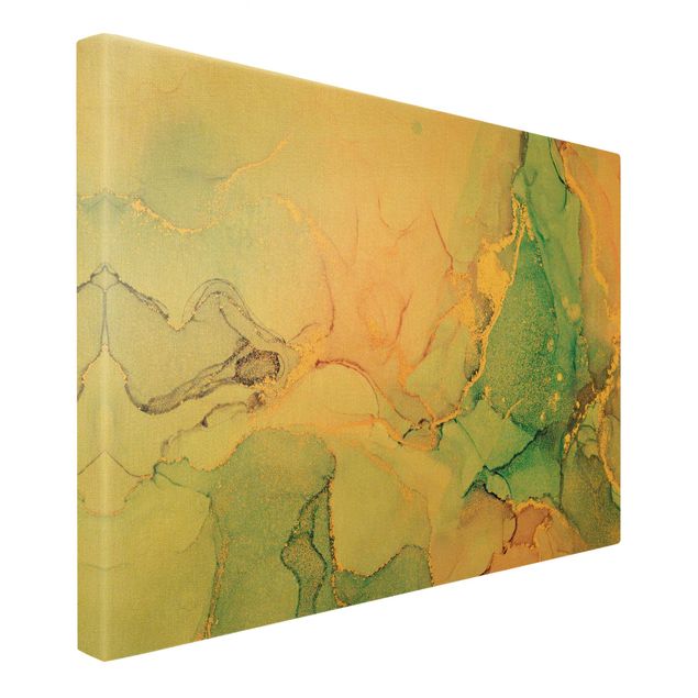 Canvas print gold - Watercolour Pastel Colourful With Gold
