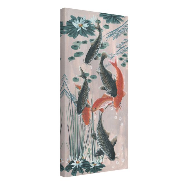 Print on canvas - Asian Painting Koi In Pond II