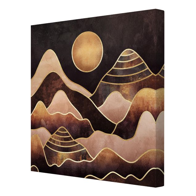 Canvas print - Golden Sun Abstract Mountains