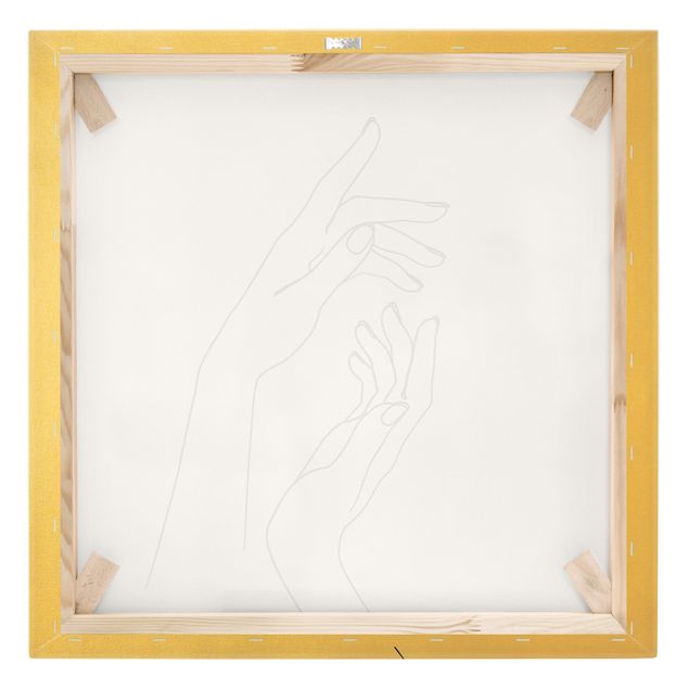 Canvas print gold - Line Art Hands