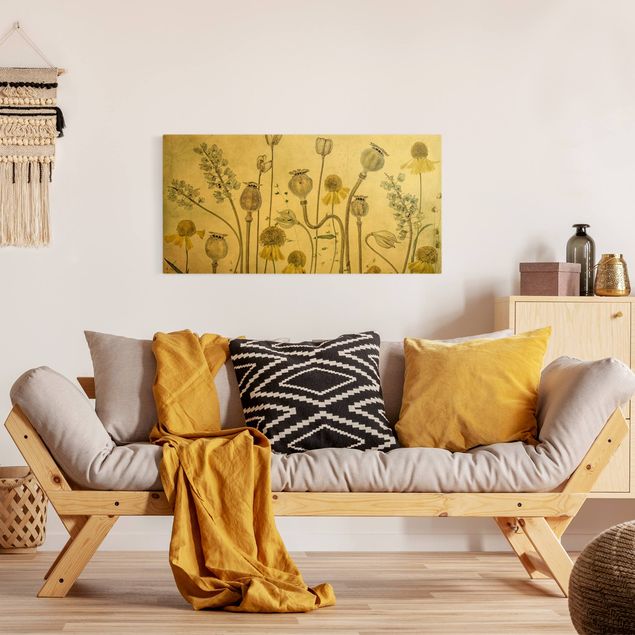 Canvas print gold - Poppy And Helenium