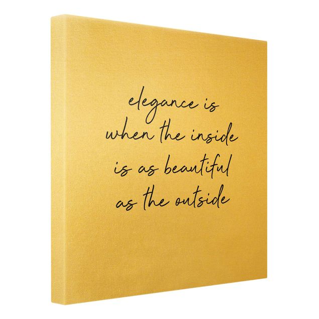 Canvas print gold - Elegance Quote