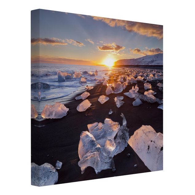 Print on canvas - Chunks Of Ice On The Beach Iceland