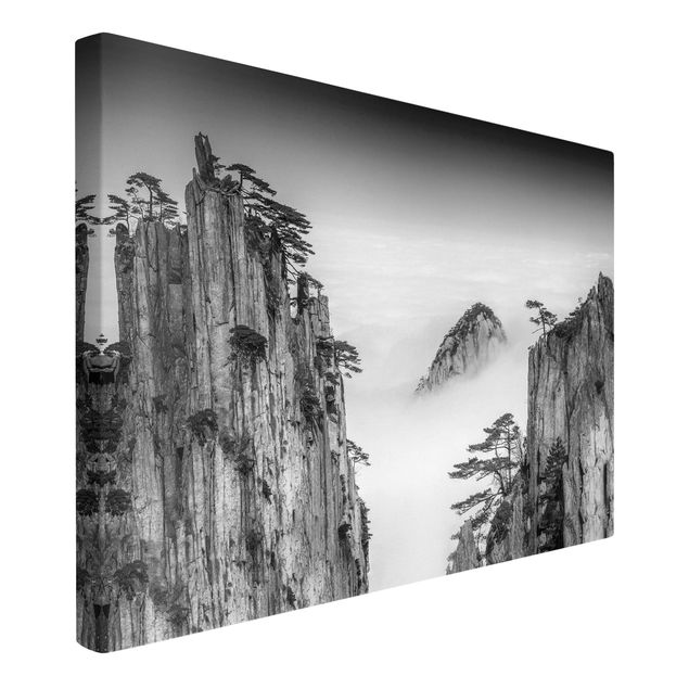 Print on canvas - Rocks In Fog In Black And White