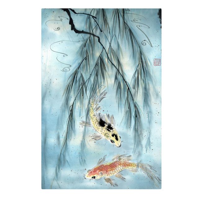 Print on canvas - Japanese Watercolour Drawing Goldfish II