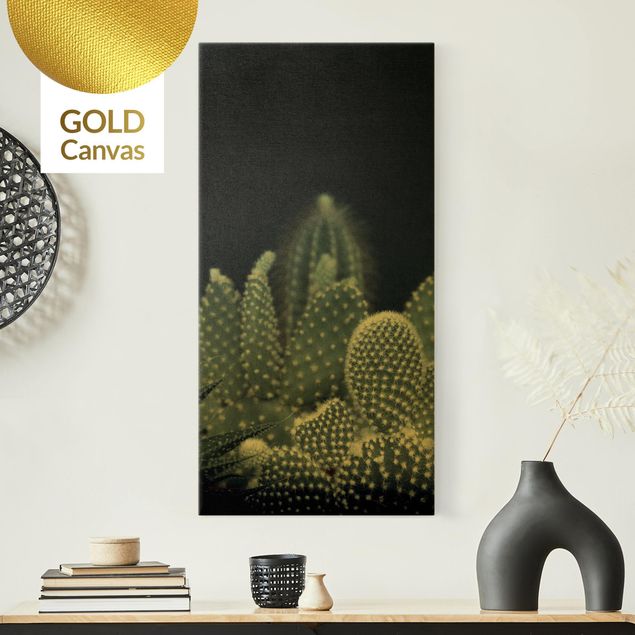 Canvas print gold - Familiy Of Cacti At Night