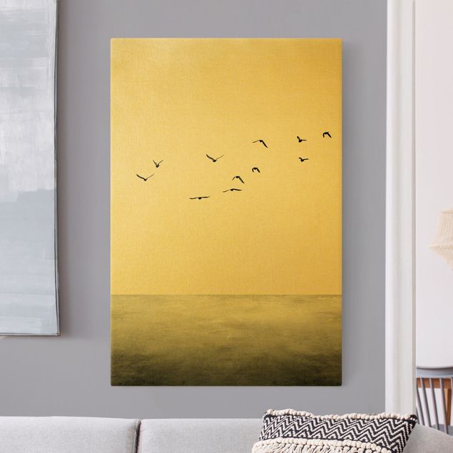 Canvas print gold - Birds Migrating South