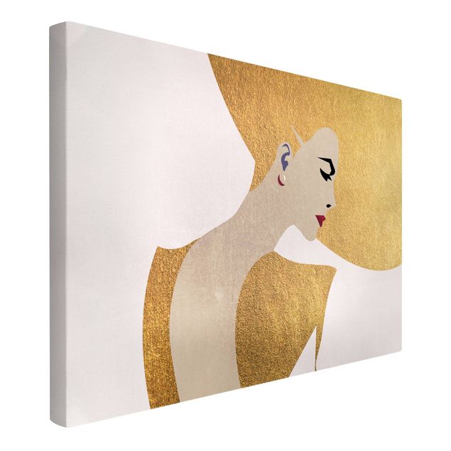 Print on canvas - Lady With Hat Golden
