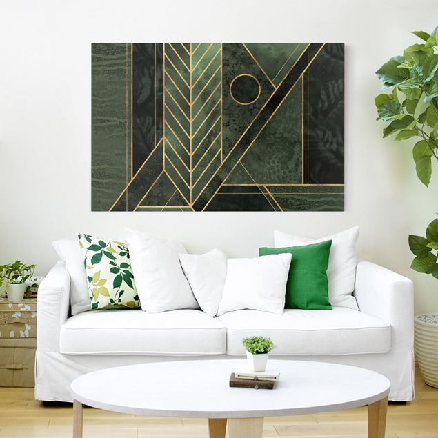 Canvas print - Geometric Shapes Emerald Gold