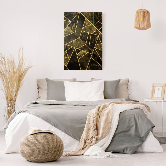 Canvas print gold - Golden Geometry - Grey Triangles