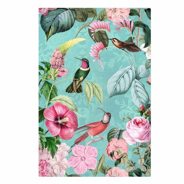 Print on canvas - Vintage Collage - Hummingbird In Pradise