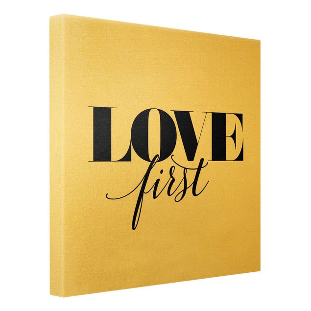 Canvas print gold - Love first