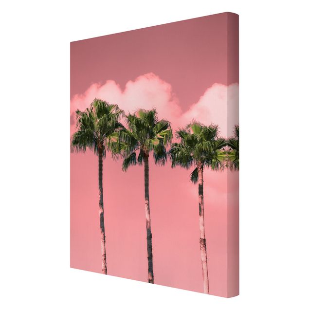 Print on canvas - Palm Trees Against Sky Pink