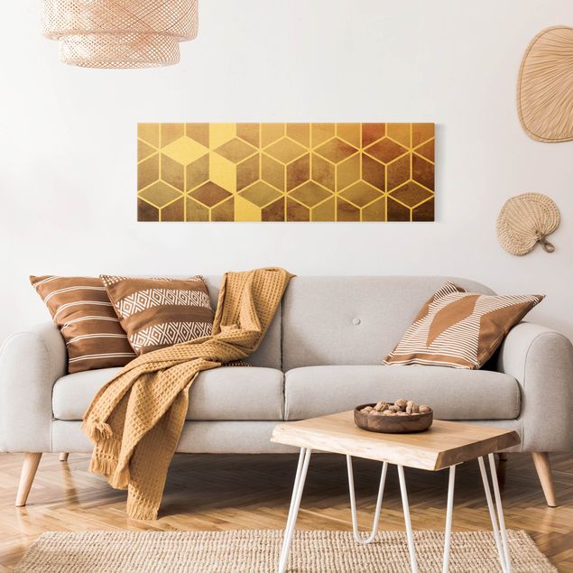Canvas print gold - Golden Geometry - Pink Gray