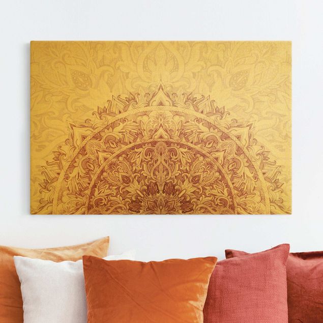 Canvas print gold - Mandala Watercolour Ornament Semicircle Red