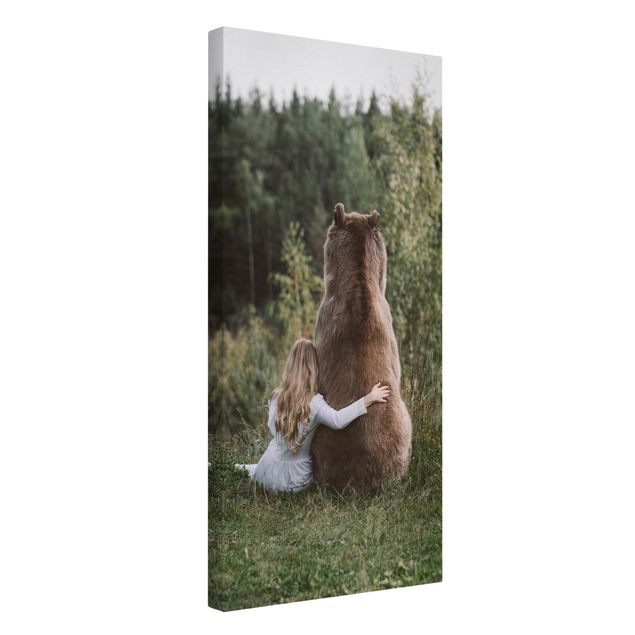 Print on canvas - Girl With Brown Bear