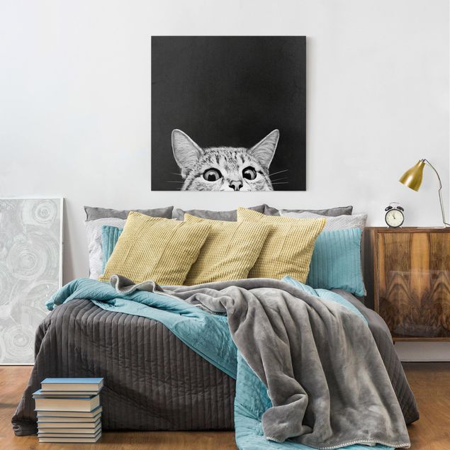 Canvas print - Illustration Cat Black And White Drawing