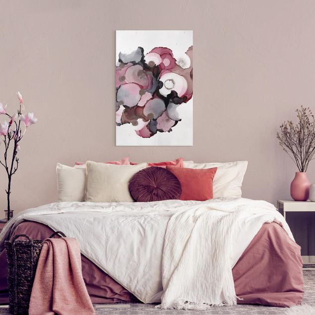Print on canvas - Pink Beige Drops With Pink Gold