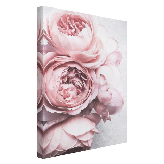 Canvas print - Light Pink Peony Flowers Shabby Pastel