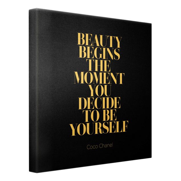 Canvas print gold - Be yourself Coco Chanel Black
