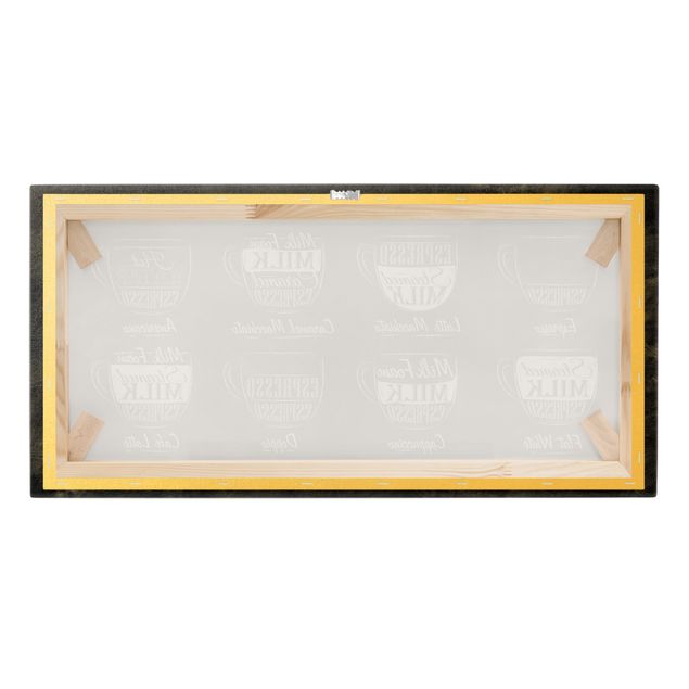Canvas print gold - Coffee Varieties Chalkboard