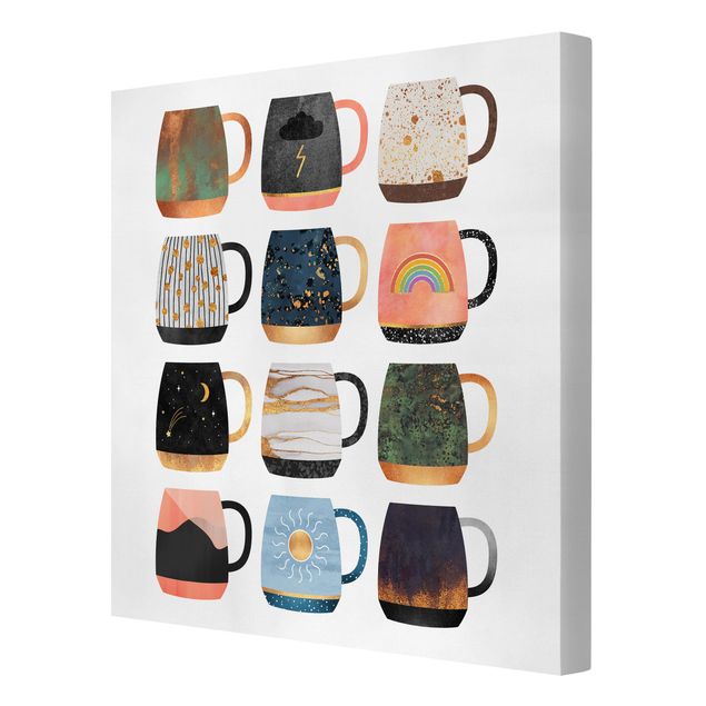 Canvas print - Favorite Mugs With Gold
