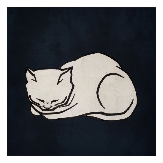 Print on canvas - Sleeping Cat Illustration