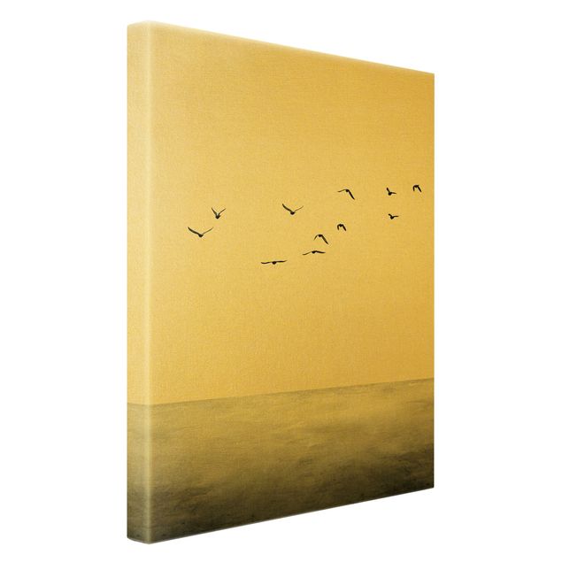 Canvas print gold - Birds Migrating South